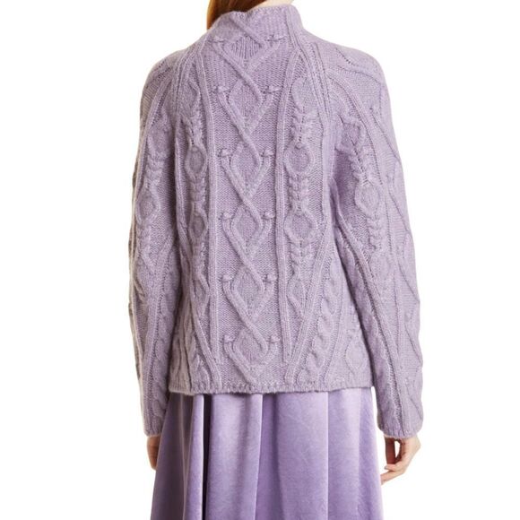 New! Vince Aran Raglan Alpaca Merino Wool Mock Neck Super Soft Lilac Sweater - Picture 3 of 14